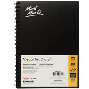 MSB0022 Signature Visual Art Diary Black 140gsm A4 80 Page 9328577008894