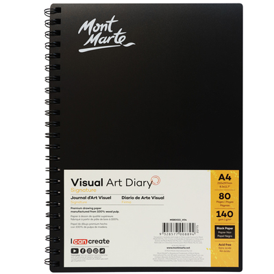 MSB0022 Signature Visual Art Diary Black 140gsm A4 80 Page 9328577008894