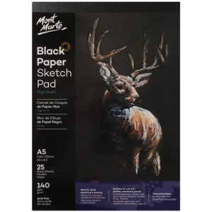 MSB0061 Signature Black Paper Sketch Pad 140gsm A5 25 Sheet 9328577015106